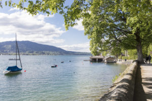 Lake Tegernsee, Upper Bavaria, lakeside promenade, springtime Lake Tegernsee, Upper Bavaria, lakeside promenade, springtime